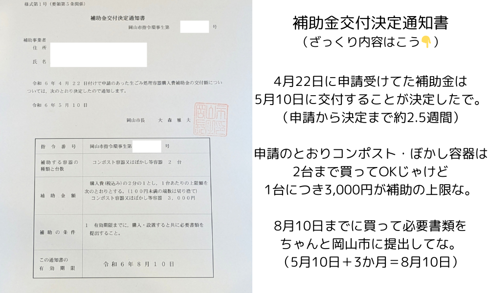 補助金交付決定通知書